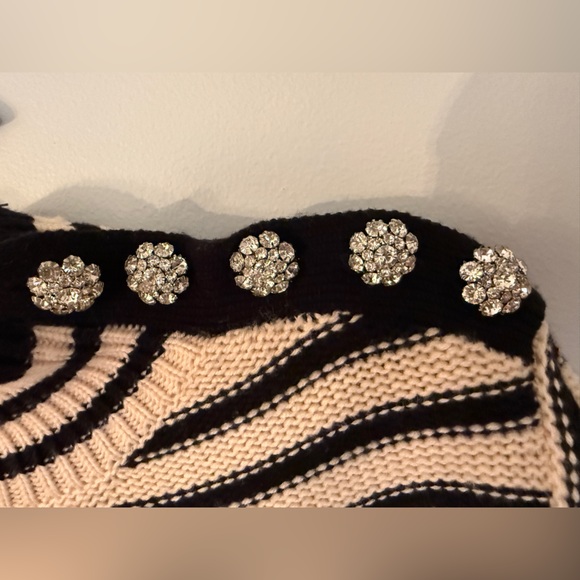 J.Crew Sweater Striped Mockneck Sweater Jeweled Shoulder Buttons XXS NWT - Picture 4 of 10